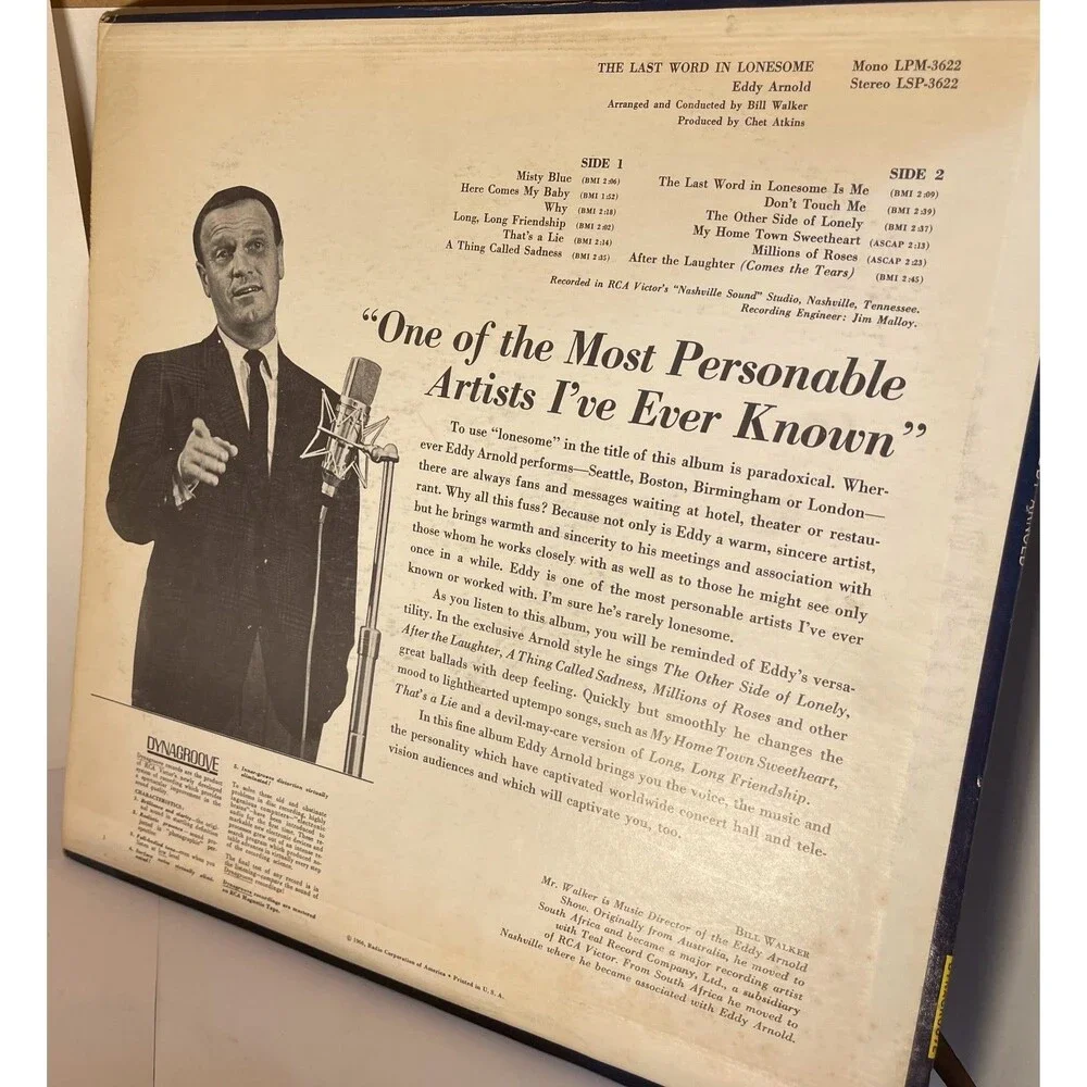 EDDIE ARNOLD THE LAST WORD IN LONESOME 1967 VINYL LPM-3622 - Picture 3 of 3